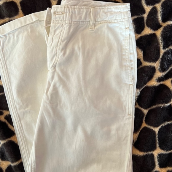 Free People Wide Leg Chino Pants 100% Cotton  SZ 4 Waist 28 Button Fly Relaxed - Picture 2 of 16